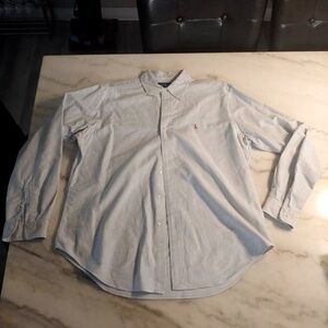 Ralph Lauren Men’s Large Blue Striped Button Down Classic Fit Large